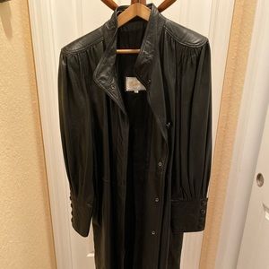 Real leather long coat